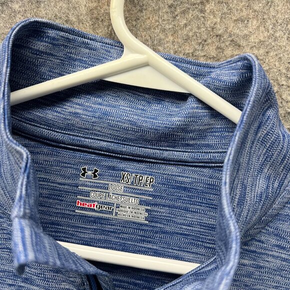 Under Armour Pullover Women XS Blue HeatGear 1/4 Zip Loose Long Sleeve Heather - Picture 9 of 10